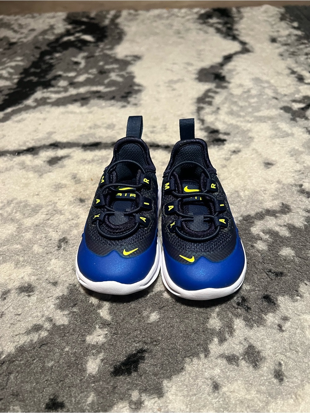 Nike Kids Blue and Black Sneakers with Yellow Accents
